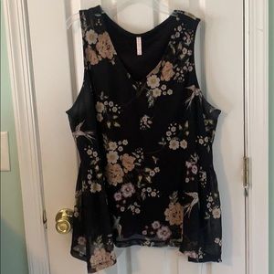 Black floral tank top